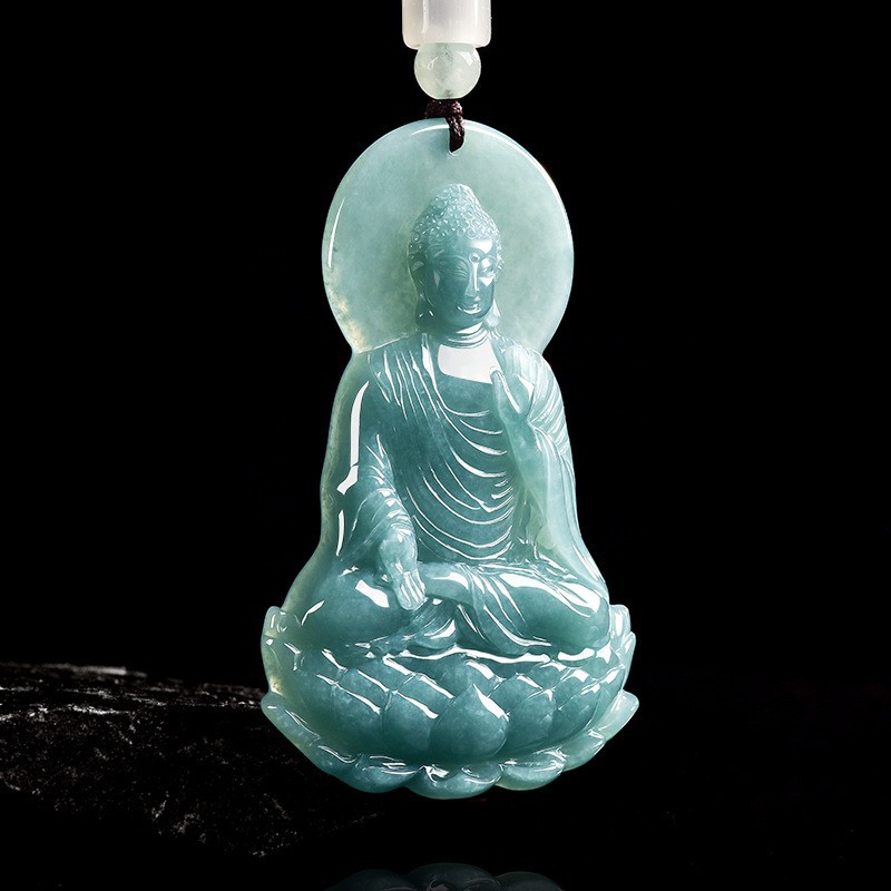 Jewelry & Watches Bench - Natural Burmese Jadeite Buddha Pendant Necklace