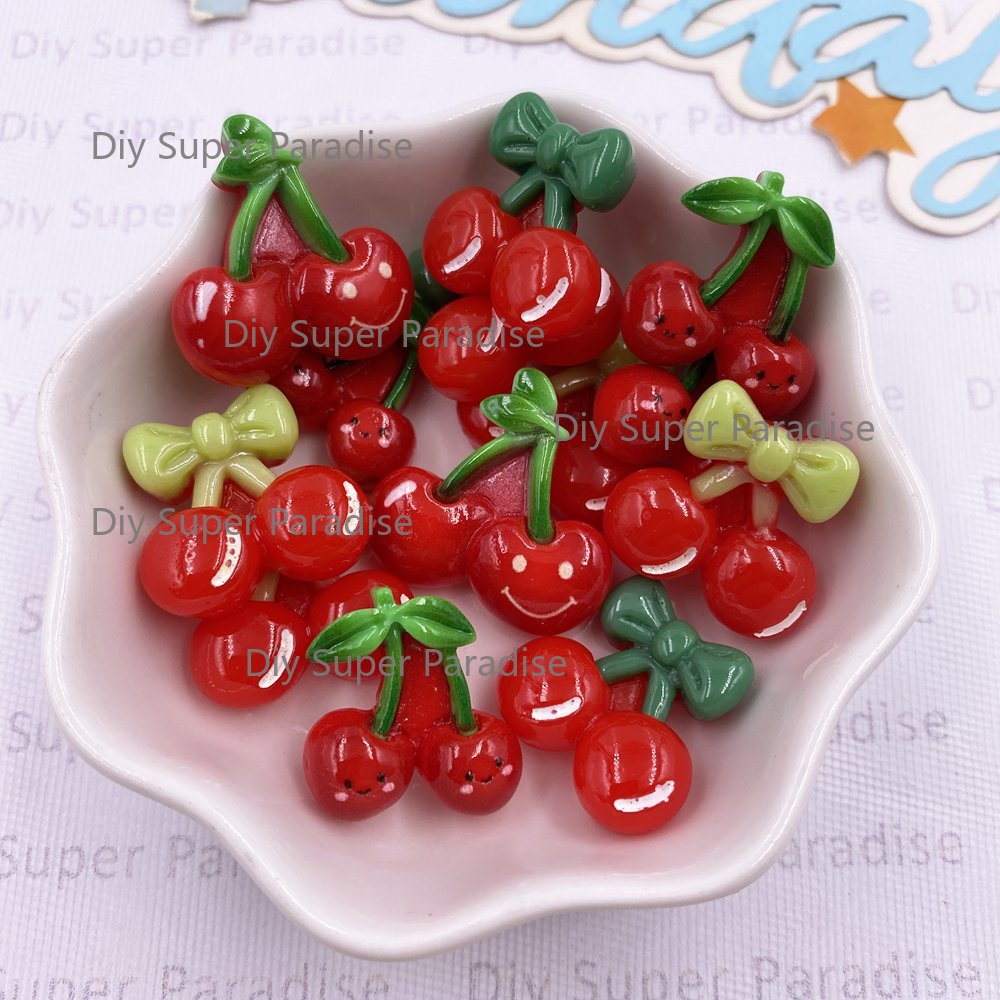 Paradise Jewelry & Watches Llc - 16pcs Colorful Kawaii Cartoon Bowknort Red