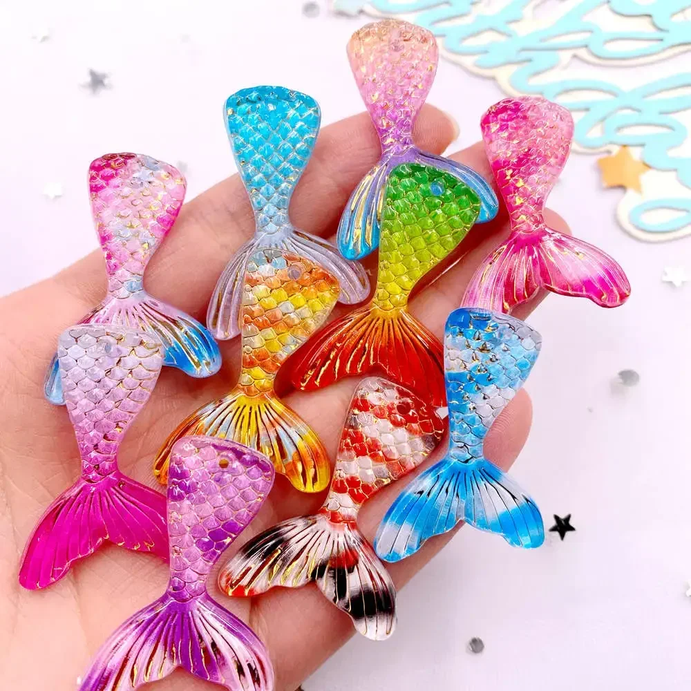 Paradise Jewelry & Watches Llc - 10pcs Glitter Colorful Resin Mermaid Tail