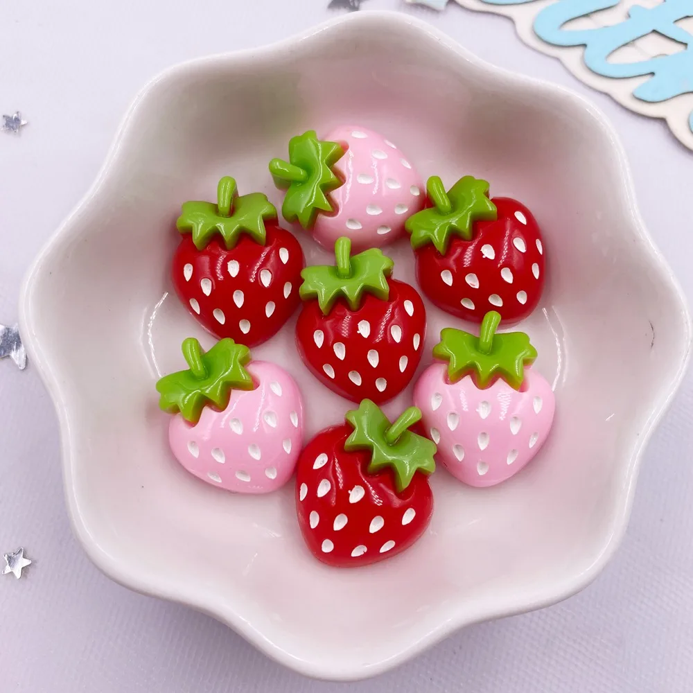 Paradise Jewelry & Watches Llc - 10PCS Resin Kawaii Colorful Cartoon Strawberry