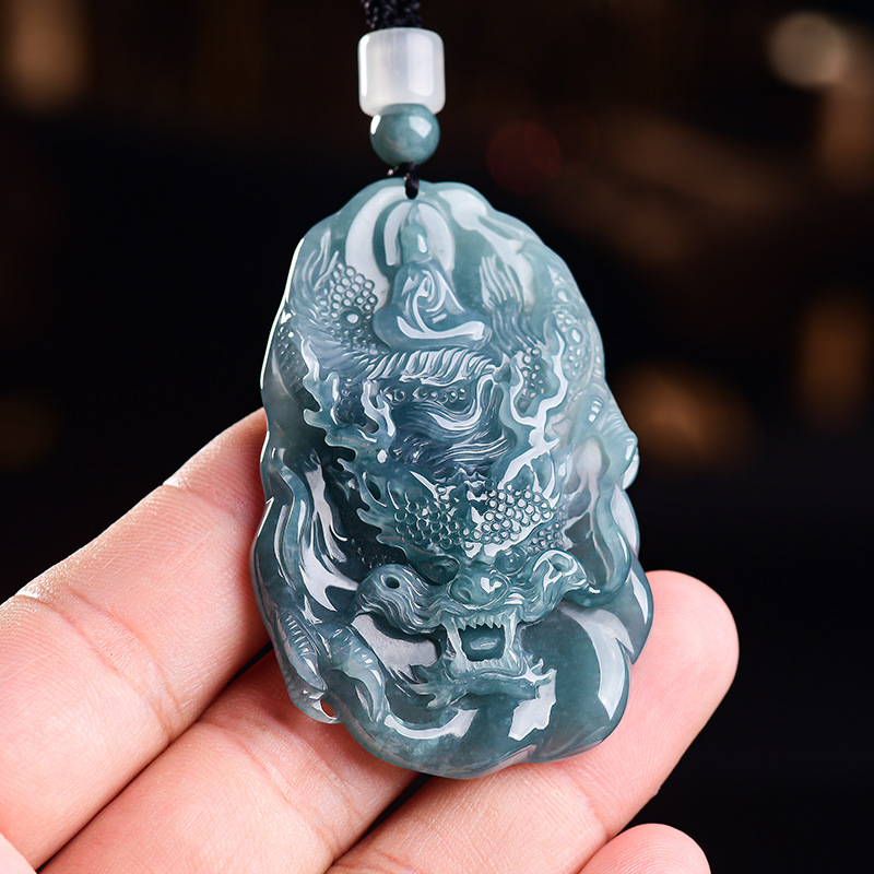 Jewelry & Watches Bench - Natural Burmese Jadeite Dragon Pendant Necklace