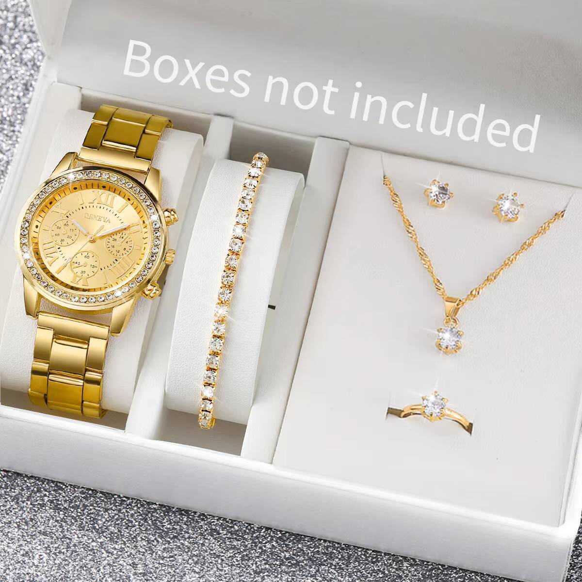 Jewelry Box Watches Bracelets - 6PCS/Set Fashion Rhinestone Women Watches Analog