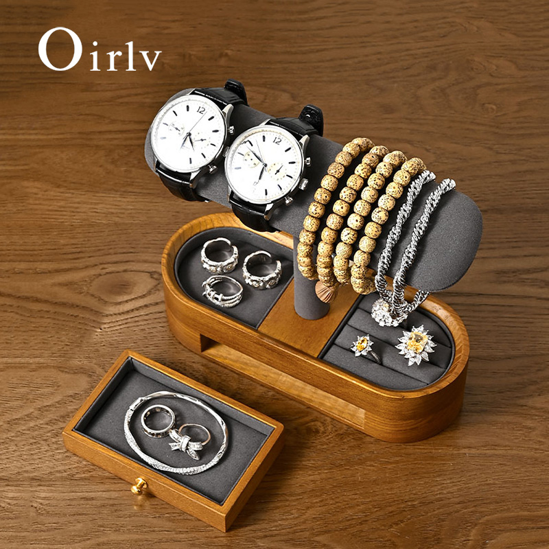 Jewelry Box Watches Bracelets - Oirlv Solid Wood Watch Organizer Shelf