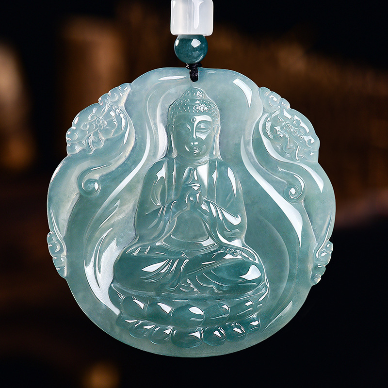 Jewelry & Watches Bench - Natural Burmese Jadeite Buddha Pendant Necklace