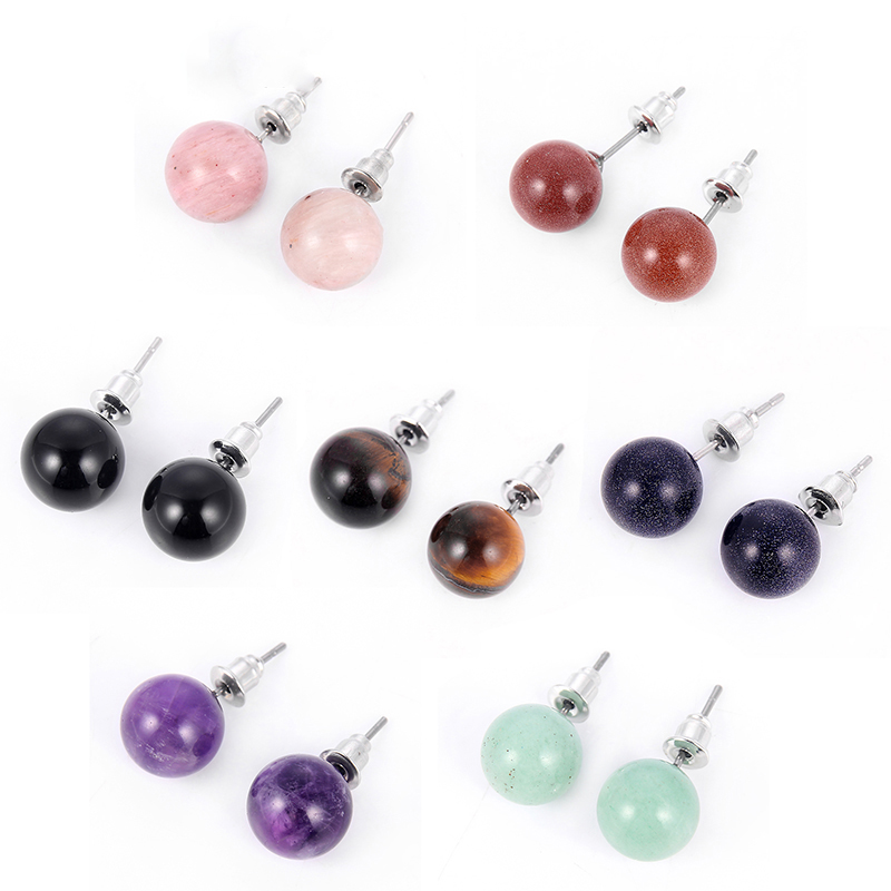 Opal Earrings Dangle - 1pair Natural Stone Purple Pink Tiger