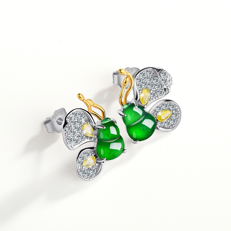 Jewelry & Watches Bench - Green Burmese Jadeite Butterfly Earrings Designer