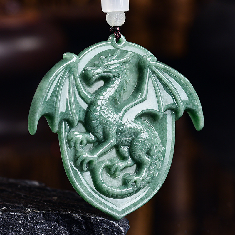 Jewelry & Watches Bench - Natural Burmese Jadeite Dragon Pendant Necklace
