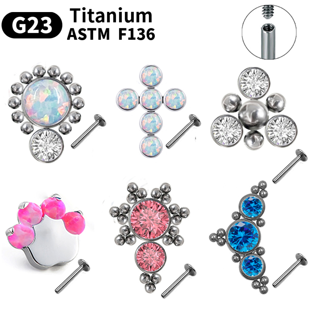 Opal Earrings Dangle - G23 Titanium Piercing Stud Earrings Women