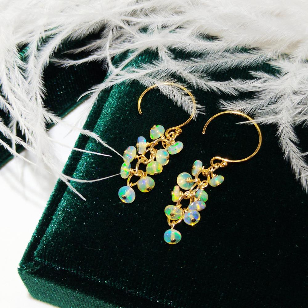 Opal Earrings Dangle - Lii Ji Natural Ethiopia Opal 14K