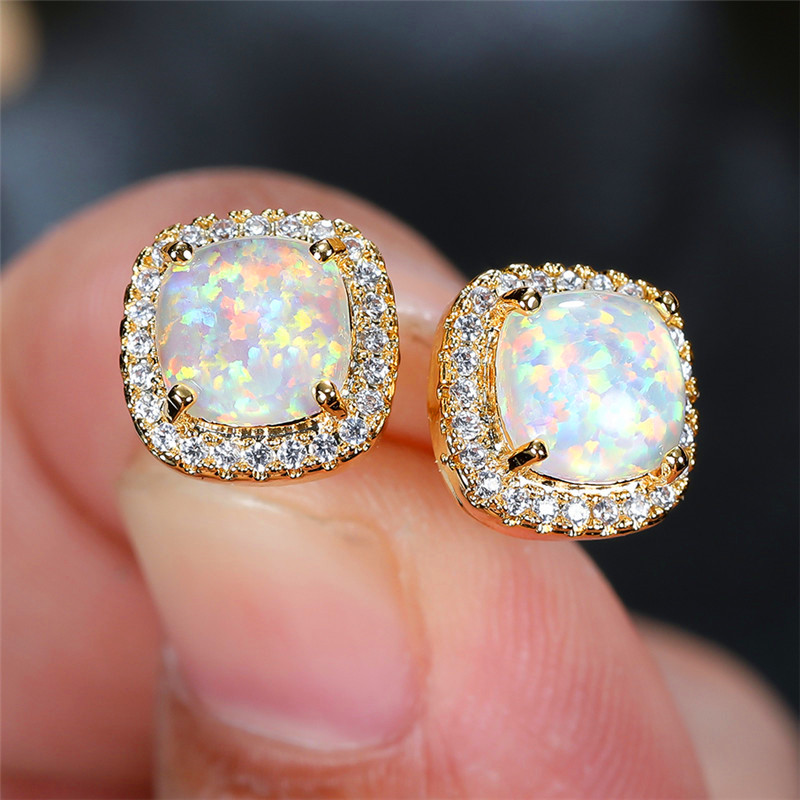 Cute Female Green White Fire O - огляд і ціна Opal Earrings Dangle