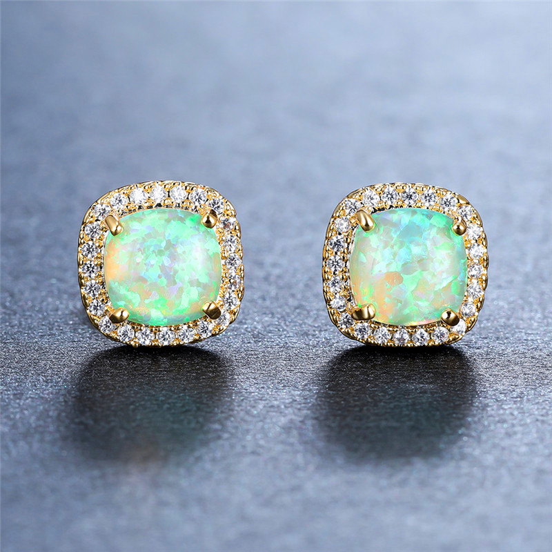Cute Female Green White Fire O - огляд і ціна Opal Earrings Dangle