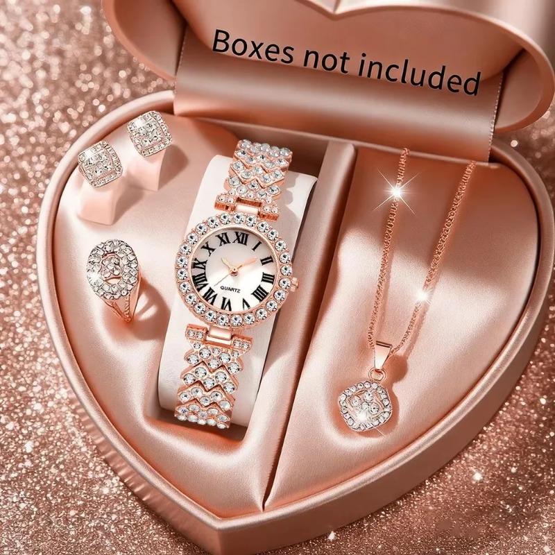 5PCS Luxury Rhinestone Women's - огляд і ціна Jewelry Box Watches Bracelets