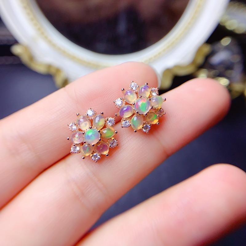 925 Sterling Silver Earring Fl - огляд і ціна Opal Earrings Dangle