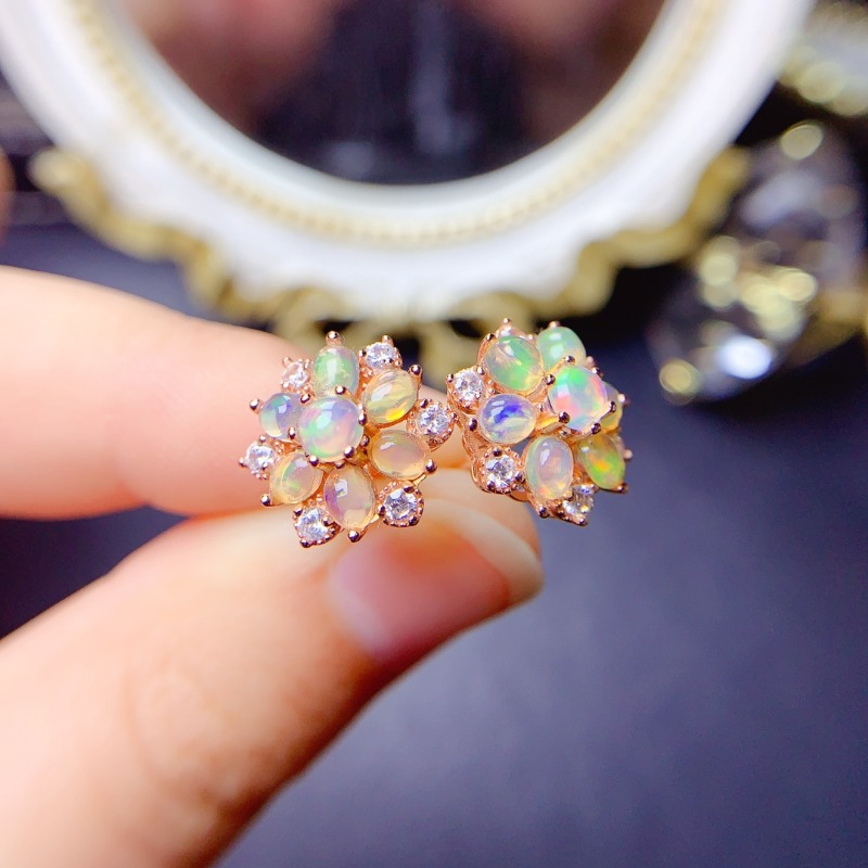 925 Sterling Silver Earring Fl - огляд і ціна Opal Earrings Dangle