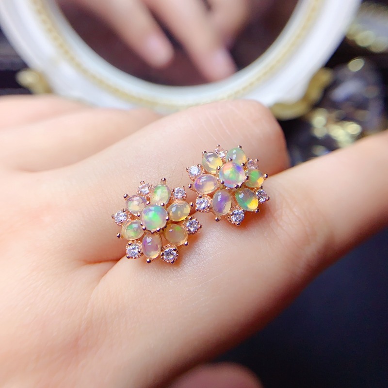 925 Sterling Silver Earring Fl - огляд і ціна Opal Earrings Dangle
