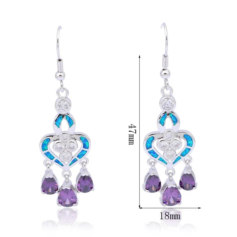 Heart Shape Earrings with Blue - огляд і ціна Opal Earrings Dangle