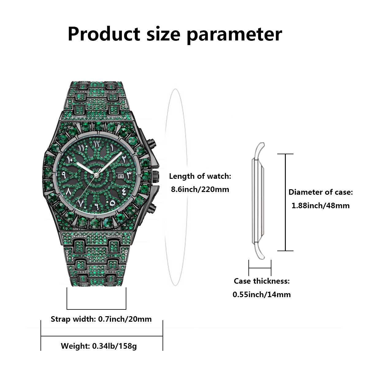 Hip Hop Green Ice Wristwatch M - огляд і ціна Jewelry And Watches Luxury Brand