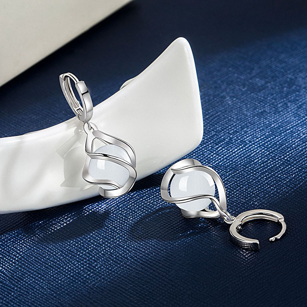 New 925 Sterling Silver Women  - огляд і ціна Opal Earrings Dangle