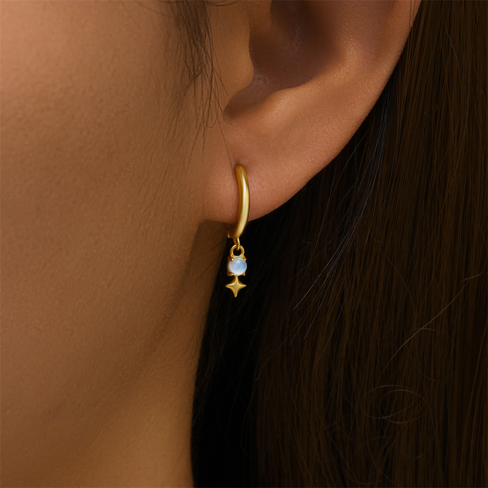 ROXI White Opal Drop Hoop Earr - огляд і ціна Opal Earrings Dangle