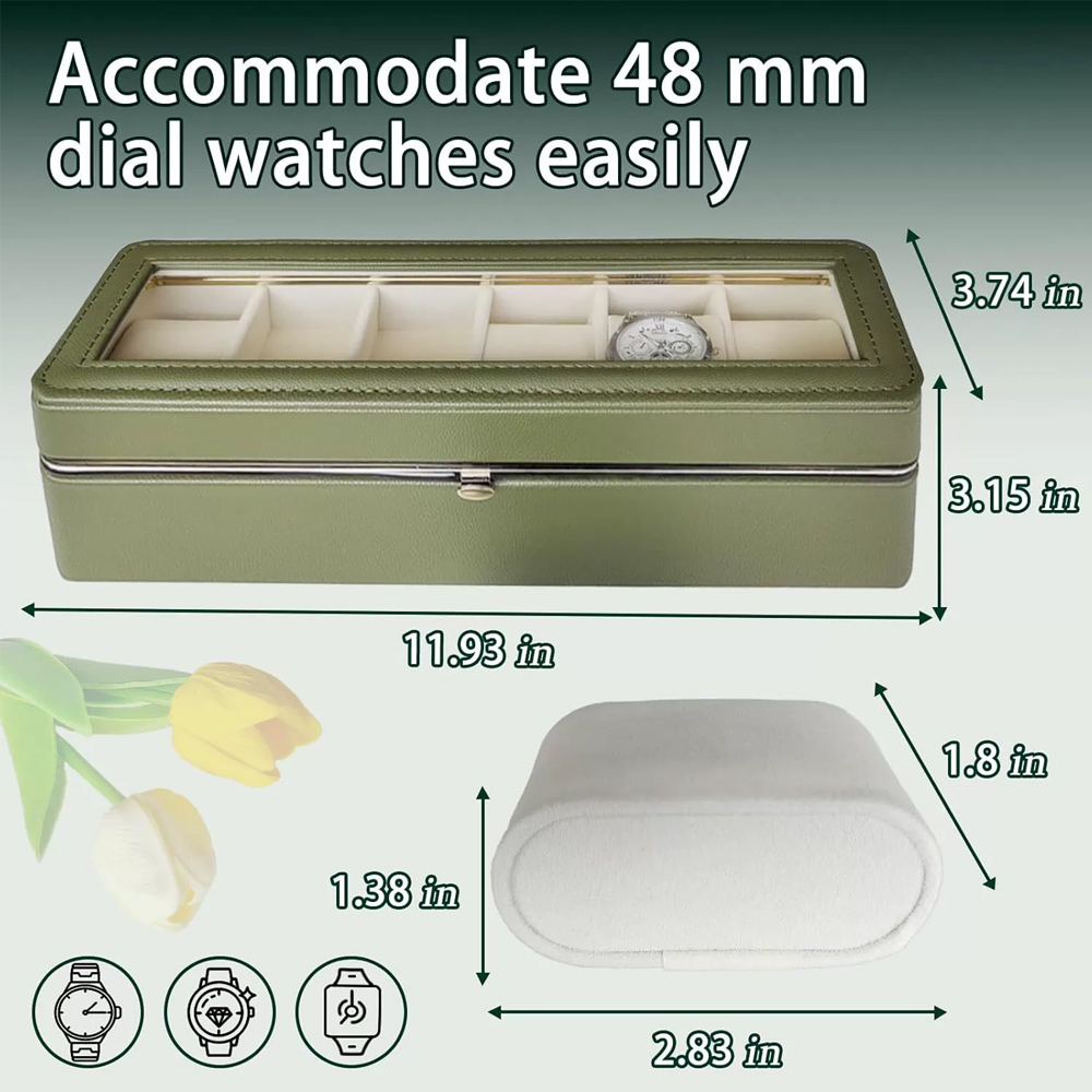 6 Slots Watch Box Organizer Wi - огляд і ціна Watch Display Box