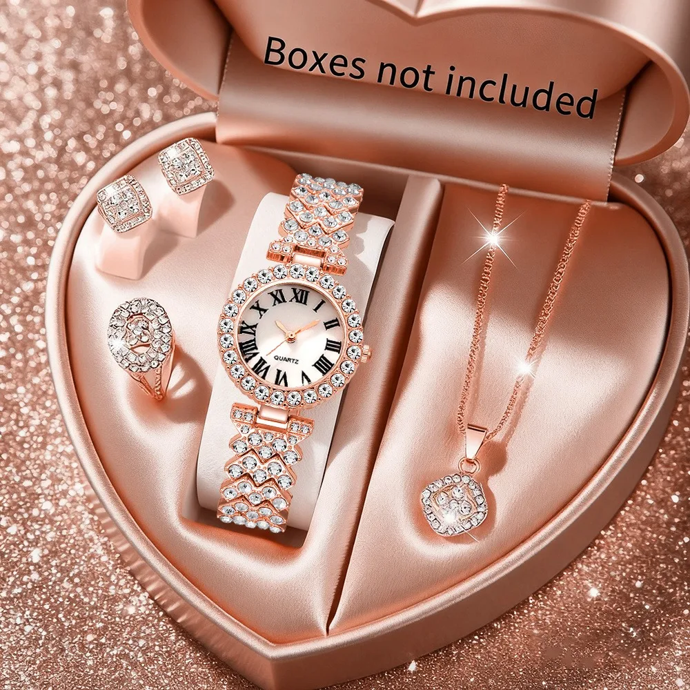 2026 5pcs Elegant Rhinestone W - огляд і ціна Jewelry Box Watches Bracelets
